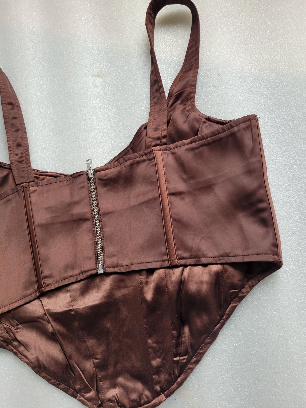 Revolve Bardot Satin Corset Top Ren Fair Brown 10 / XL - Picture 6 of 13